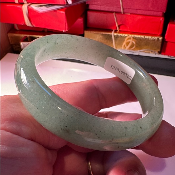 60mm Natural Green Ice through Jadeite Jade Bangle+Certificate 3252 - Picture 11 of 12